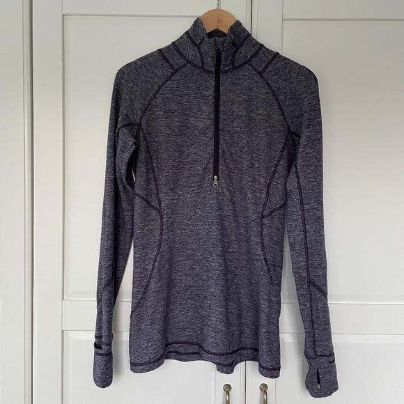 Lululemon Race Your Pace 1/2 Zip Heathered Black Grape, Size 8 - Picture 2 of 10